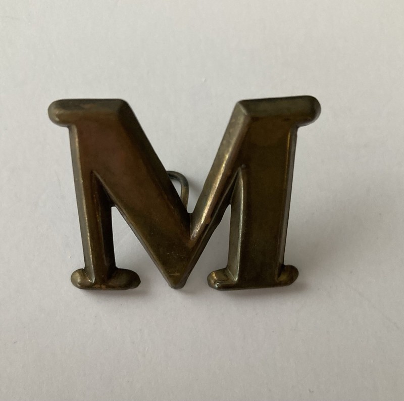 Civil War Company Letter “M” For Kepi, 1 Inch