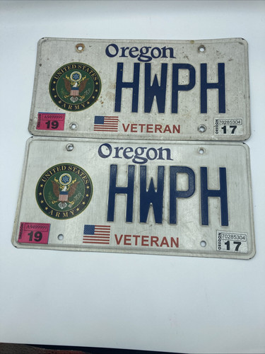 Set Of 2 Oregon American Veteran United States Army License Plates