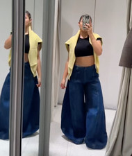 Zara FW25 ZW Collection Balloon High Waist Jeans Size UK 6 US 2 9863/250 Trendy