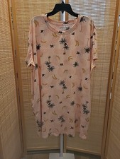 Joyspun Knee Soft Nightgown Womens Plus Size 2X 3X Banana Pattern Pockets Cute