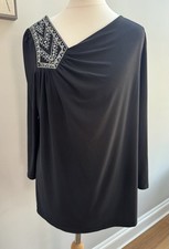 Bob Mackie Wearable Art Black Embroidered Tunic Top Size S Boho Festival