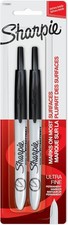 Retractable Permanent Markers, Ultra Fine Point, Black, 2 Count