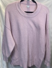Aerie OVERSIZED Pale Mauve Stretchy Waffle-Knit Crew-Neck Sweater M Cozy Soft
