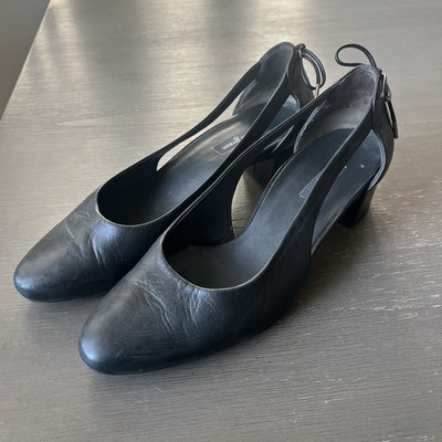 Paul Green Paulina Heels Pumps Black Leather D'Orsay Heel Shoes Women's US 7.5