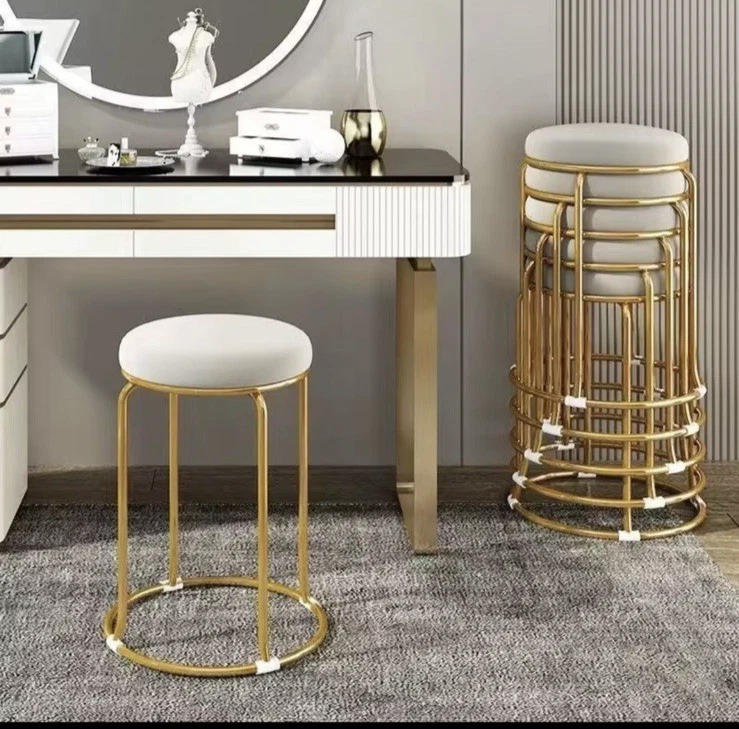 Velvet Stool Dining Chair, Stackable Space saving vanity make up stool Bedroom - Image 2 of 4