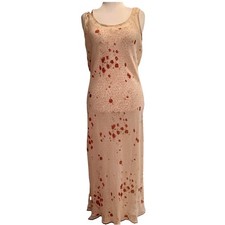 Carole Little Vtg Dress 14 Maxi Pink Floral Sheer Chiffon Overlay Coquette Y2K