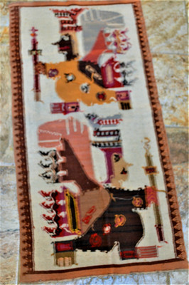 Wool Tapestry Hand Weaving Atahualpa Textile WALL Art America Antique 46x23