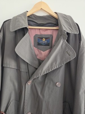 Vintage Bugatti Trenchcoat Olivgruen Oversized 90s Mantel Baumwolle Gr 52