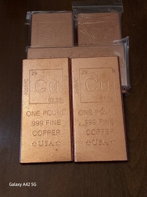 2- One Pound High Quality Copper 16 oz .999 Fine Bars  USA