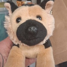 Tan Black Dog Plush Stuffed Animal Soft Toy, Small 6-14 in, Ages 3-7