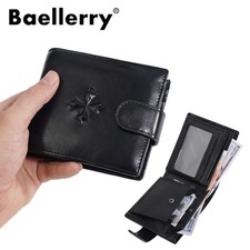 Man's Leather Zipper Wallet with Buckle Multi-slot Wallet Mini Pocket Purse Gift