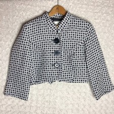 White House Black Market Cropped Jacket Geometric Print Button Front 10