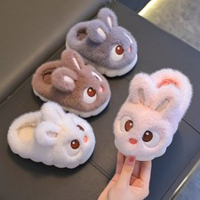 Girls Furry Slippers Kids Indoor Warm Shoes Toddler Cartoon Comfort Fur Boots
