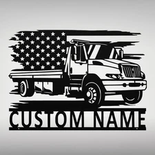 Personalized US Tow Truck Metal Sign Custom Towing Decor Gift for Truck Lovers
