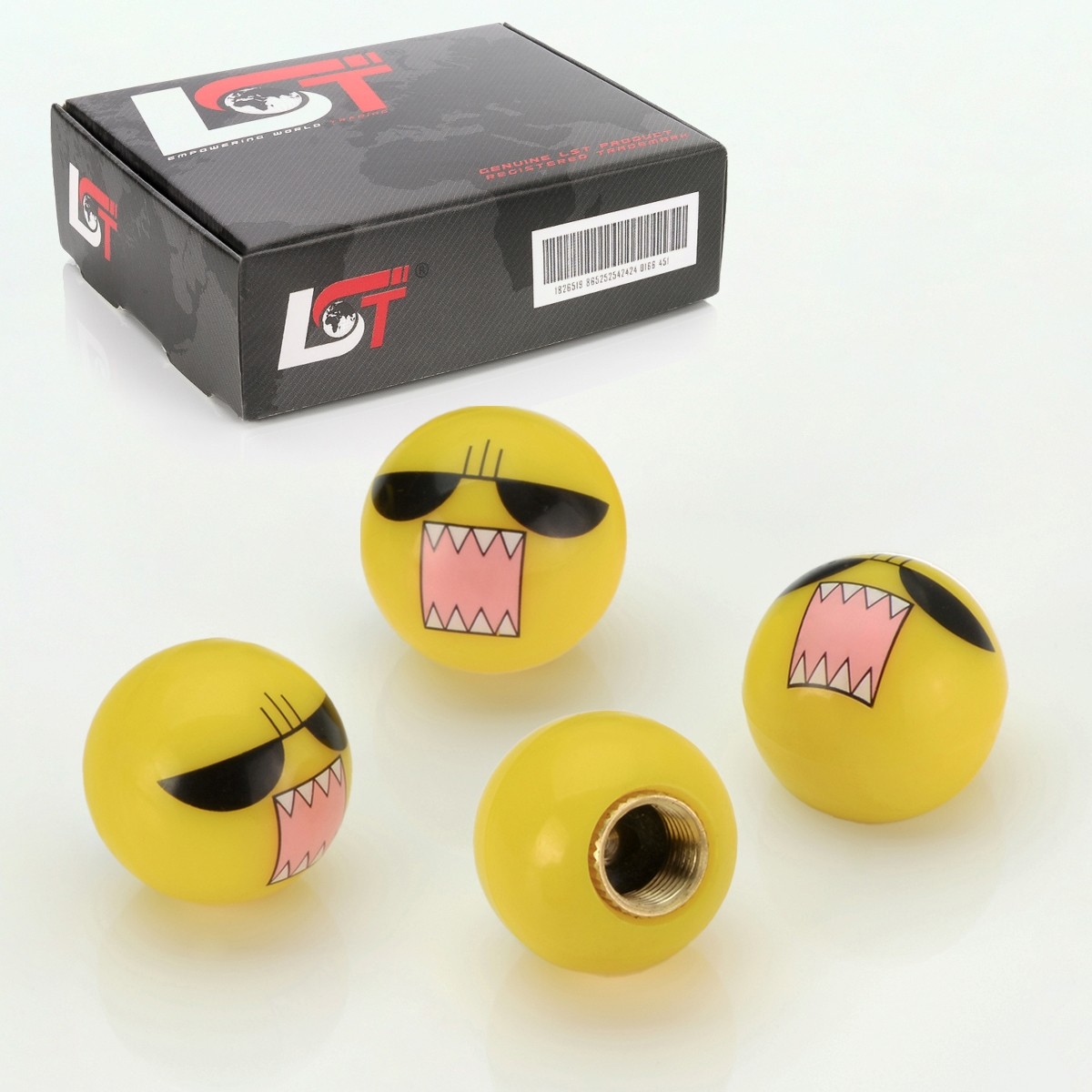 4x Valve Caps Tire Valve Cover Ball Smiley Angry Yellow for HYUNDAI