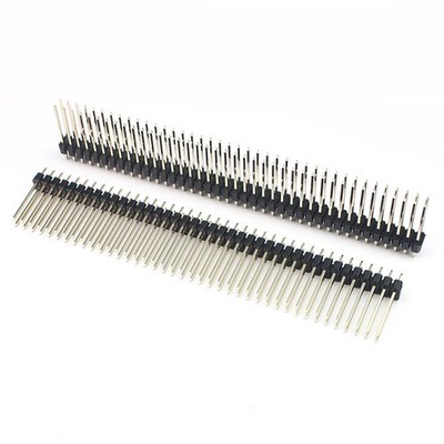 2Pcs 2.54mm Pitch 2x40 80 Pin Double Row Straight Male Header Strip Length 17mm