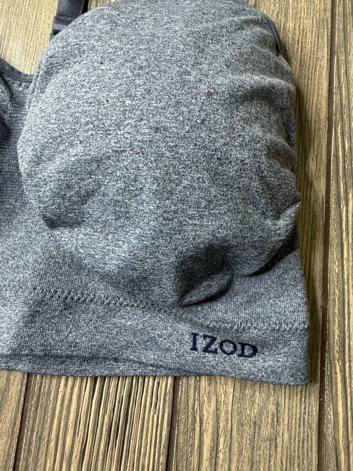 Sujetador deportivo sin costuras gris jaspeado Izod para mujer 3X Foto 3 de 4