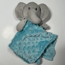 Baby Blanket Elephant Grey Blue Minky Dot Security Lovey 14  Teal Aqua