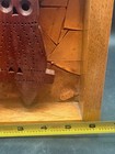 Vintage Folk Art 3D Wood Carved Owl Diorama Mosaic Backdrop MCM — photo 4