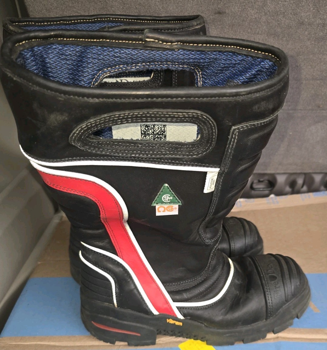 Fire-Dex Turnout Firefighting Boots Black/Red/White Size 11W