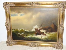 Dipinto Maretime Nave Affondata In Alto Mare! Firmato