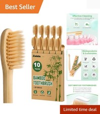 Bamboo Toothbrushes Soft Bristles 10 Pack, Biodegradable BPA Free Soft Bristl...