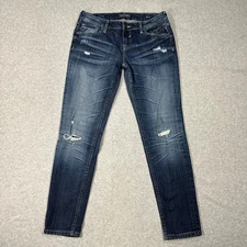 Vigoss The Boyfriend Rolled Up Skinny Jeans Women's Size 5 Dark Wash Distressed
