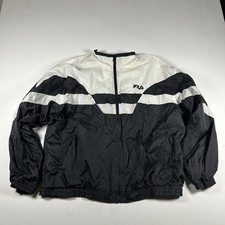 Vintage FILA Jacket Men XL 90s Colorblock Logo Spell Out Zip Windbreaker Coat
