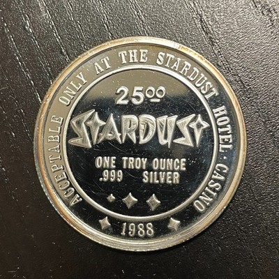 Stardust Las Vegas Nevada $25 casino slot token 1988 obsolete 1  troy oz silver