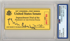 President Bill Clinton Lewinsky Impeachment Trial Ticket Cut Signature PSA DNA