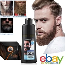 Men Black Beard Simple Hair Dye Color Shampoo Permanent Darkening Hair Coloring