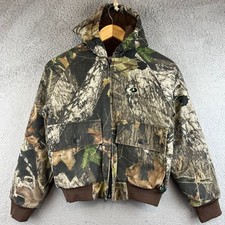 Mossy Oak Kids Camo Hooded Bomber Jacket Break-Up Cotton Canvas M 10/12 