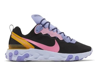 Used/worn 1x - Size 9 - Nike React Element 55 Black Palest Purple Flamingo ACG