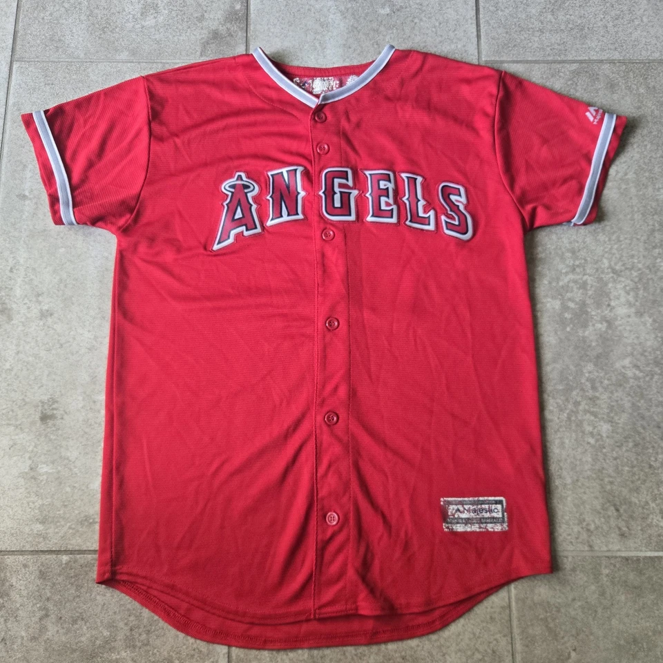 Camiseta Majestic Cool Base Los Angeles Angels #27 Mike Trout MLB Talla M Adulto Foto 3 de 4