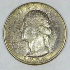 ***VINTAGE AMERICAN SILVER COIN***1954 Washington Quarter BU CHOICE Y714