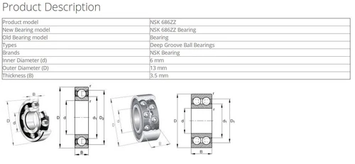 NSK 686ZZ Deep Groove Ball Bearings 6x13x5mm 686 ZZ - Picture 4 of 4