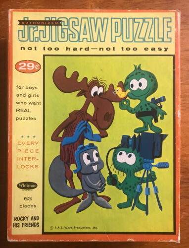 Vtg 1960s ROCKY & BULLWINKLE with MOON MEN M GIDNEY & CLOYD Jig-Saw Puzzle - Picture 1 of 11