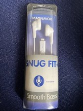 MAGNAVOX SNUG FIT In EAR Headphones, SMOOTH BASS - White New in package