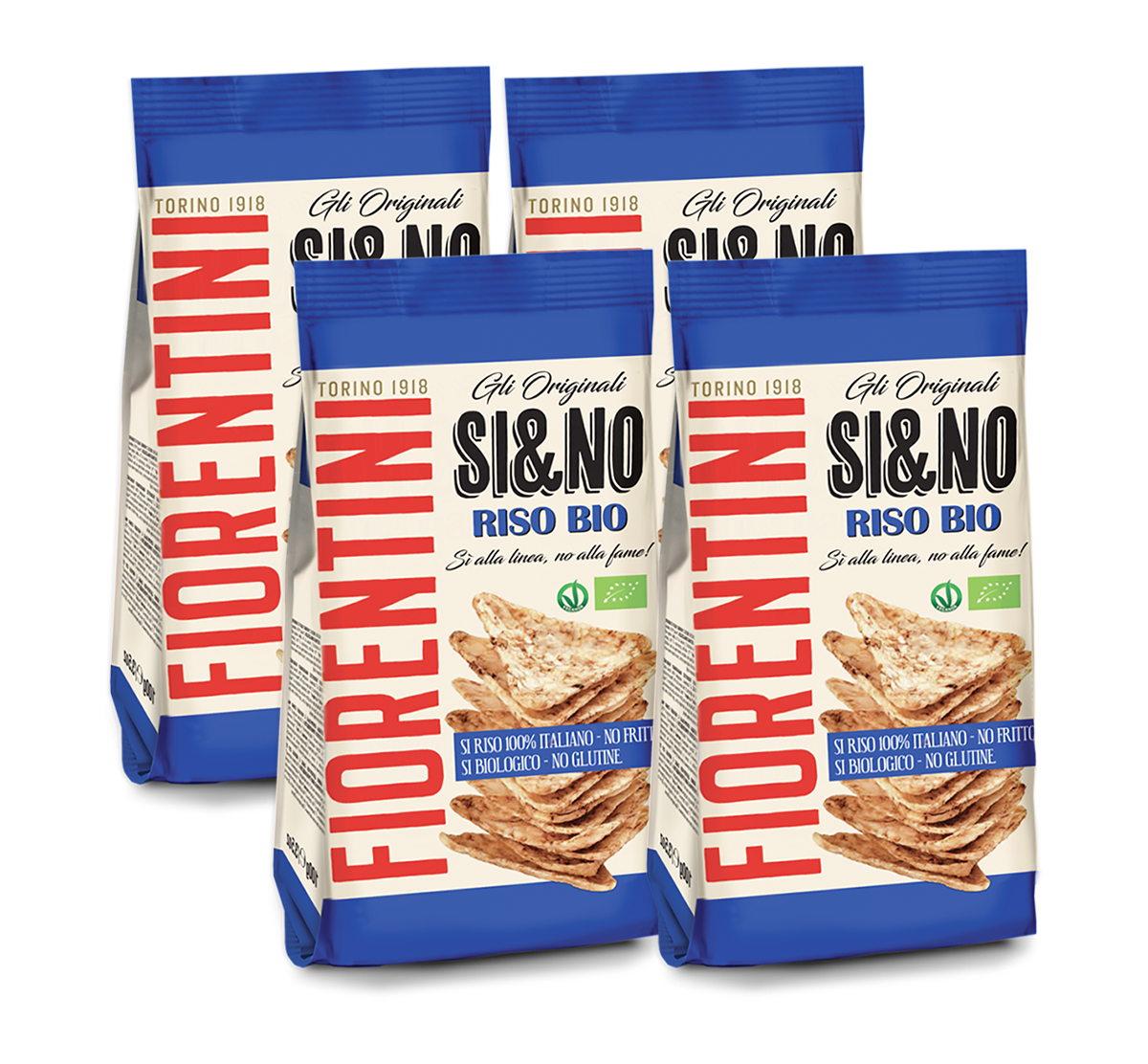 4X Fiorentini Si&No Mini Triangolini di Riso con Sale Marino 100g