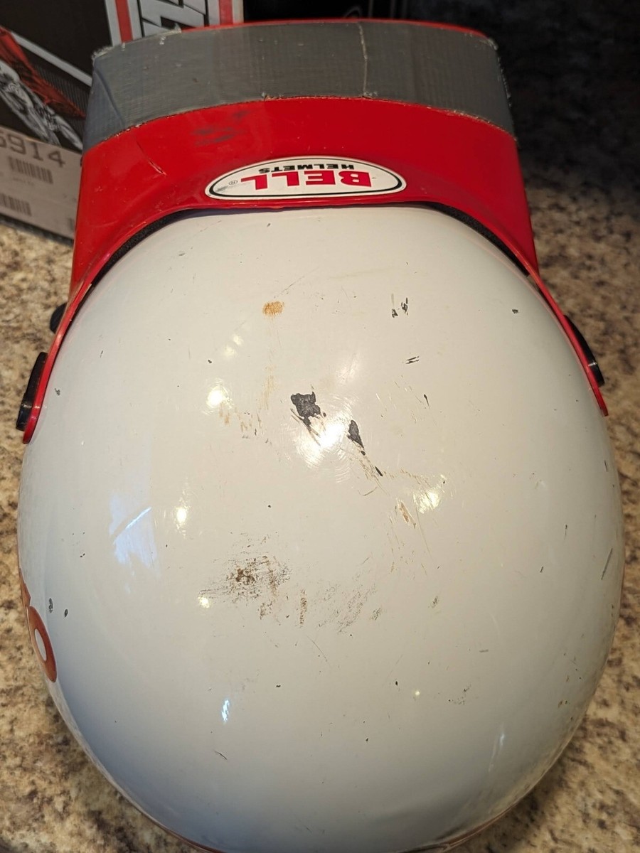 ベルモト3 Vintage Bell Moto 3 MOTO3 Helmet With Visor Size 7 3/8 Red