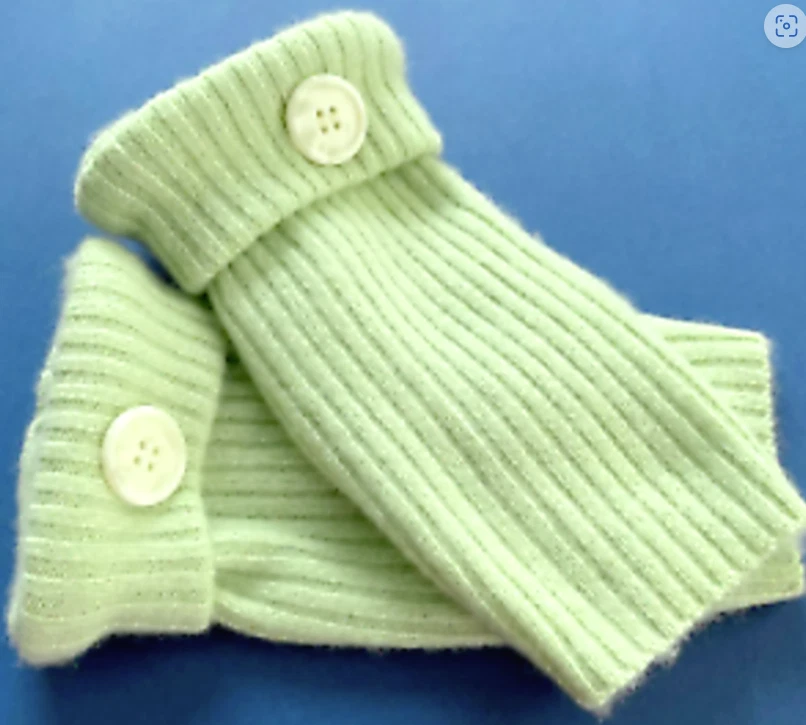 FINGERLESS GLOVES GREEN 100% CASHMERE S M L SMALL MEDIUM LARGE OS ARM WARMERS