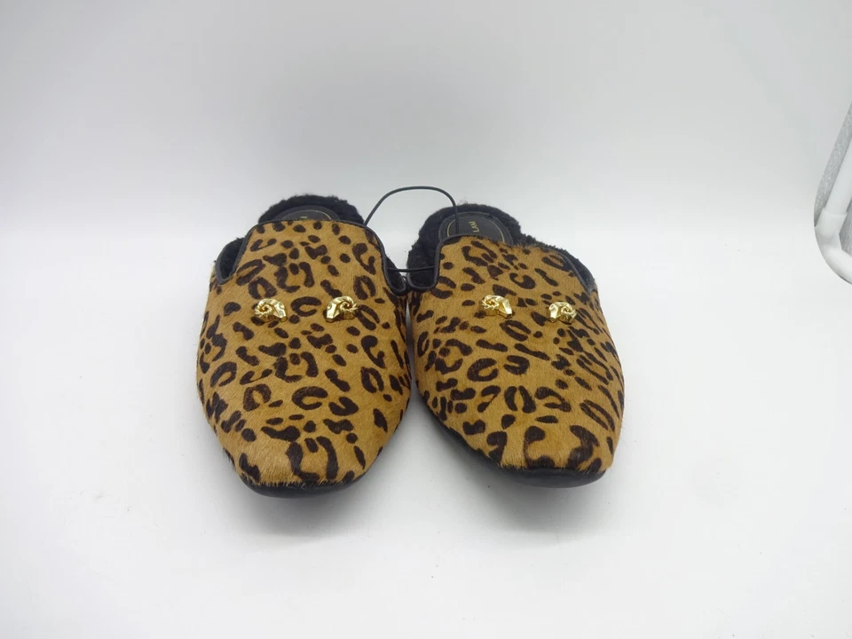 Derek Lam Women Cal Hair Leopard Slip On GenuineLeather Slippers Small 5/6 (OFC) - Image 4 of 4