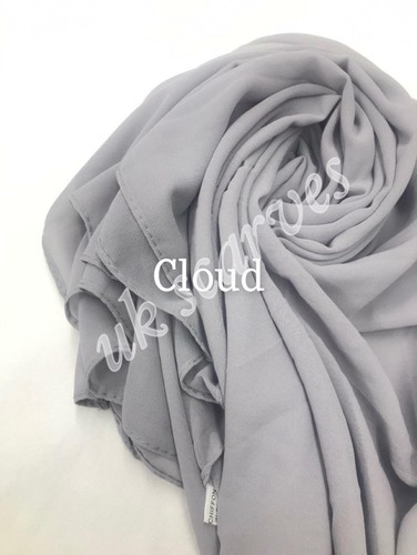 New DUBAI made Premium Plain Chiffon Maxi Hijab Scarf Shawl Head Wrap Sarong - Picture 101 of 102