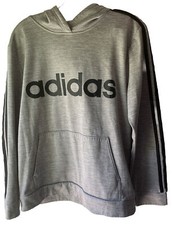 Adidas Youth Size XL-18 Gray Black Hoodie Sweatshirt EUC; 100 Polyester