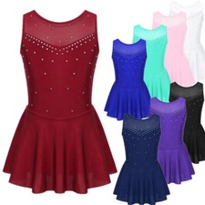 Kids Girls Leotards Sleeveless Leotard Figure Ice Skating Dress Exercise Junior