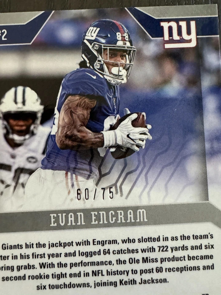 2018 Panini Phoenix Yellow Parallel #72 EVAN ENGRAN New York Giants Card /75 - Image 3 of 3