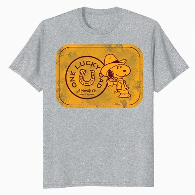Peanuts Snoopy Vatertag Lucky Best Dad Greatest Family Rodeo Cowboy T-Shirt