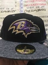 NEW NWT New Era Baltimore Ravens Black Shadow Tech 59FIFTY Fitted Hat SZ 7 1/8