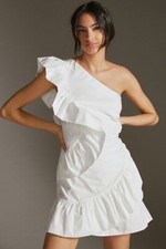 NEW  Anthropologie Maeve Ruffled One-Shoulder Mini Dress size 14  new nwt