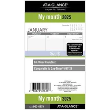 2025 AT-A-GLANCE (063-685Y) Monthly Planner Refill Loose-Leaf Portable Size 3